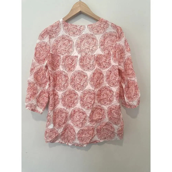 Calypso St Barth Target Women's 100% Silk Pink Red Floral Tunic Blouse XS 1135 - Picture 7 of 8
